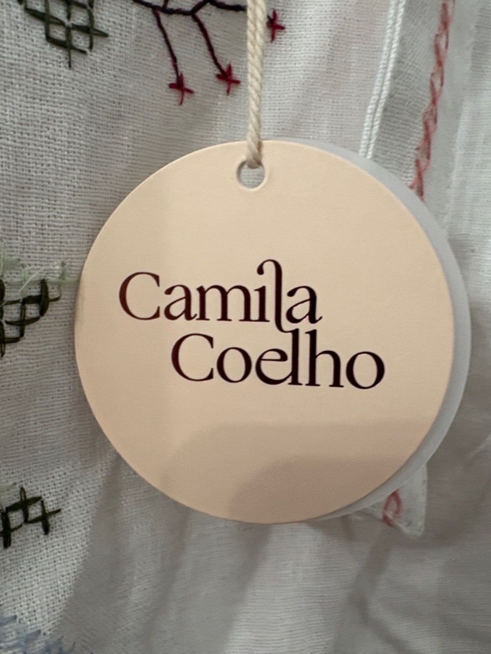 Camila Coelho ivory Maxi Dress with pink and green Embroidery set - Picture 6 of 6